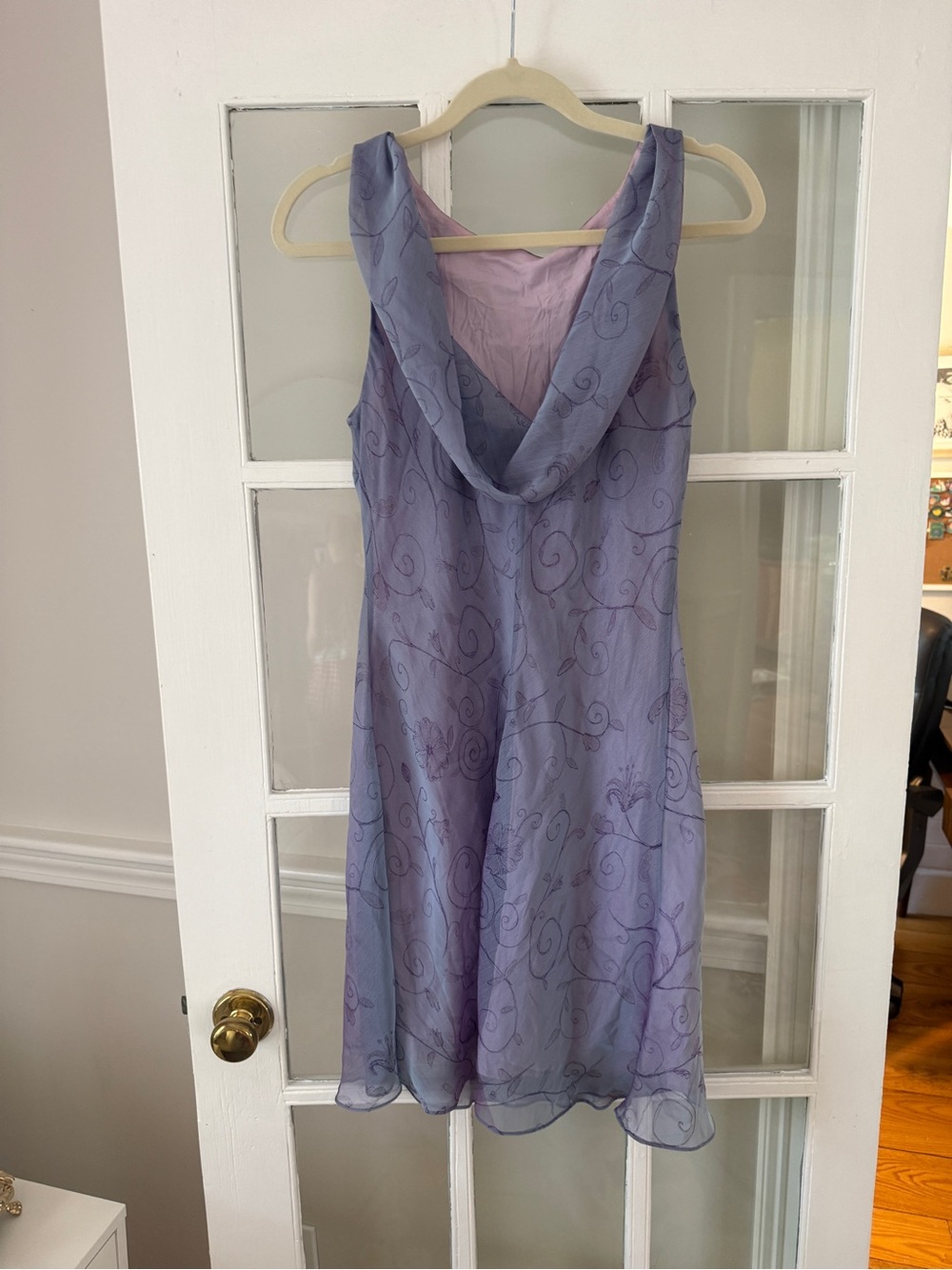 Vintage Chelsea Nites Sleeveless Lavender Floral Embroidered Dress - Picture 6 of 8